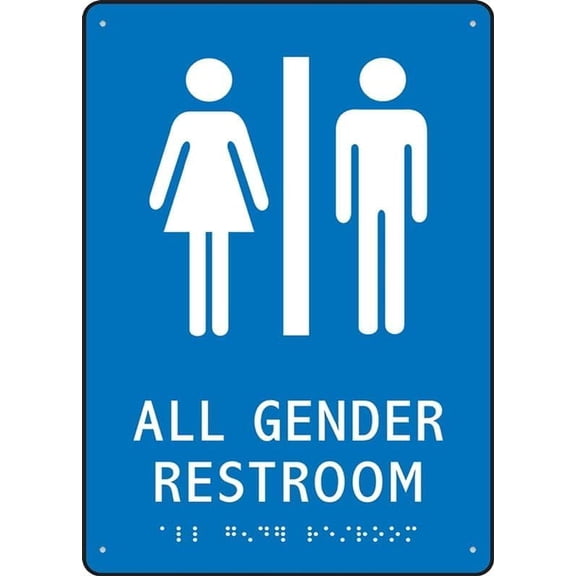Notice Ada Braille Tactile All Gender Restroom Metal Tin Sign Rust Free Easy to Read Home Farm Business Public Facility Zone 8X12 Inch Garage Hunting Private Warehouse Loading Dock