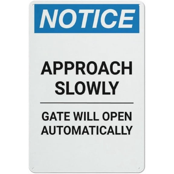 Notice Approach Slowly Gate Will Open Automatically Retro Vintage Sign 8"x12" - Wall Decor Plaque for Home Bar Pub Kitchen Restaurant, Gate Safety Sign