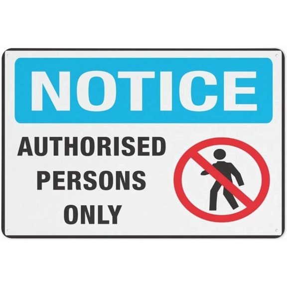 Notice Authorised Personnel Only Warning Security Outdoor Sign - 8"x12", Reflective, Weatherproof - Construction Site, Office, Lab, Secure Facility