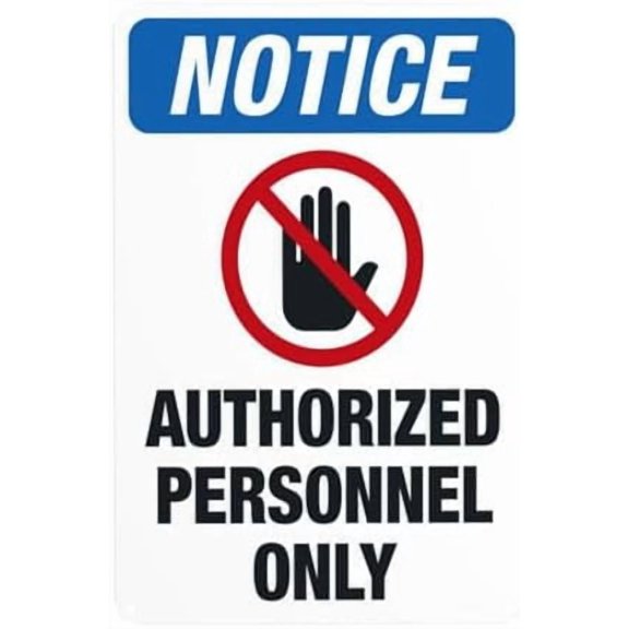 Notice Authorized Personnel Only With Black And Red Hand Warning Warning Sign, Do Not Enter Metal Signs for Business Home Street Wall Caution Custom Decor 8 x 12 Inch
