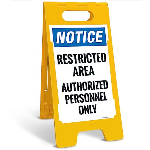 Notice Authorized Personnel Only Sidewalk Sign Kit, 10x16 Inches, with A Frame Stand, Made in USA by$$Safety & Emergency