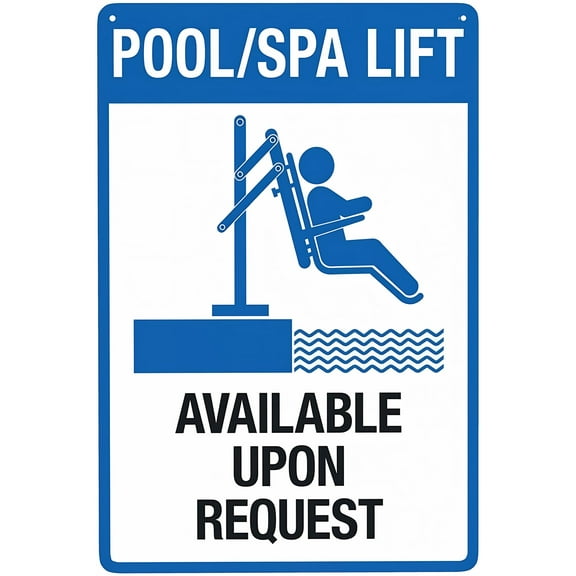 Notice Available Upon Request Sign (Pool) - 8"x12" Retro Aluminum Tin Sign, Pool Service Decor for Home Pool Club Hotel Outdoor Water Area