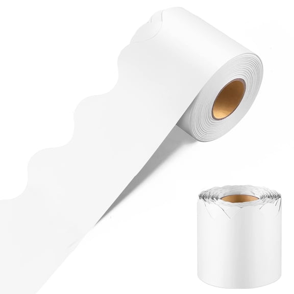 Notice Board Edge 1 Pc 5M Coiled Edge Trim Wavy Line Patterned Bulletin Board Paper Border for Notice Board Academic Institution Storage Locker Decor, White