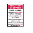 thumbnail image 1 of Notice Cash is King Preferred Method of Payment Request Black Red White Rectangle Label Sticker Decal Local Small Business Restaurant Bar Grill Made in America, 1 of 1