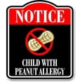thumbnail image 1 of Notice Child with Peanut Allergy BLACK Aluminum Composite Sign, 15"x18", 1 of 7