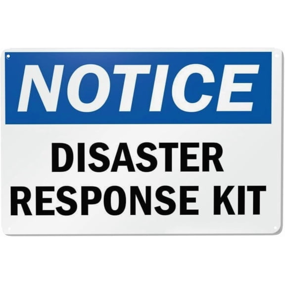 Notice Disaster Response Kit Sign – 8x12 Inch RustFree Aluminum,Reflective & Weatherproof,HighVisibility Emergency Preparedness Warning for Home,Business or Public Spaces