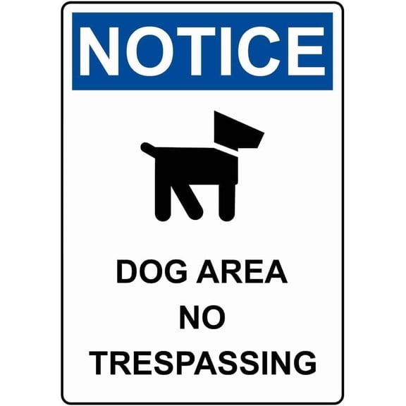 Notice Dog Area No ing with Symbol Metal Tin Sign 8x12 Inch Caution Plaque Signage Marker for Dog Park Community Park Recreational Area Public Facility Business Outdoor Indoor Wall Decor