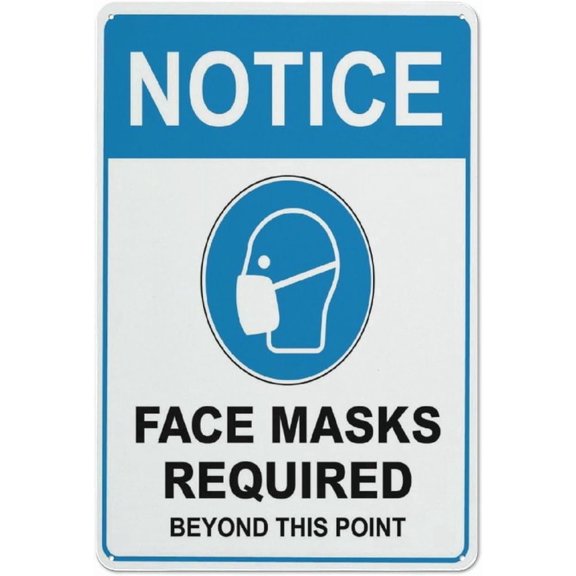 Notice Face Mask Required Beyond This Point Blue Outdoor Safe Sign - 8"x12", UV Protected, Weatherproof - Café, Office, Gym, Retail Store Alert