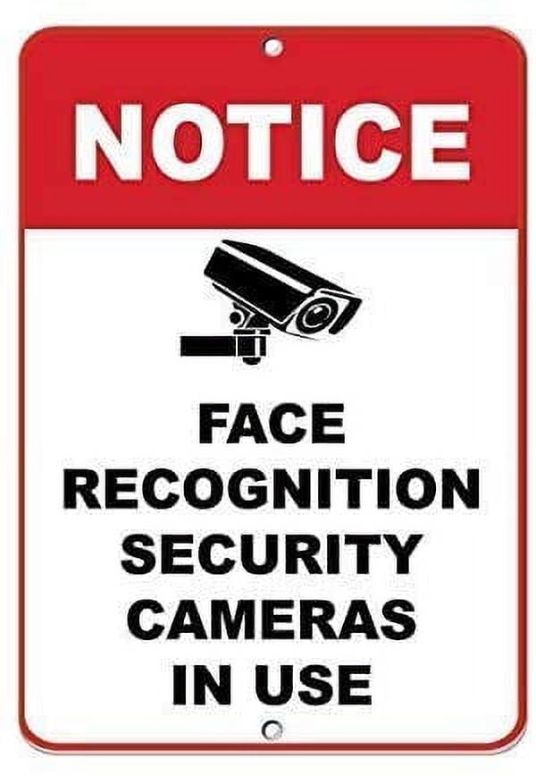 Notice Face Recognition Security Cameras in Use Sign Wall Decor