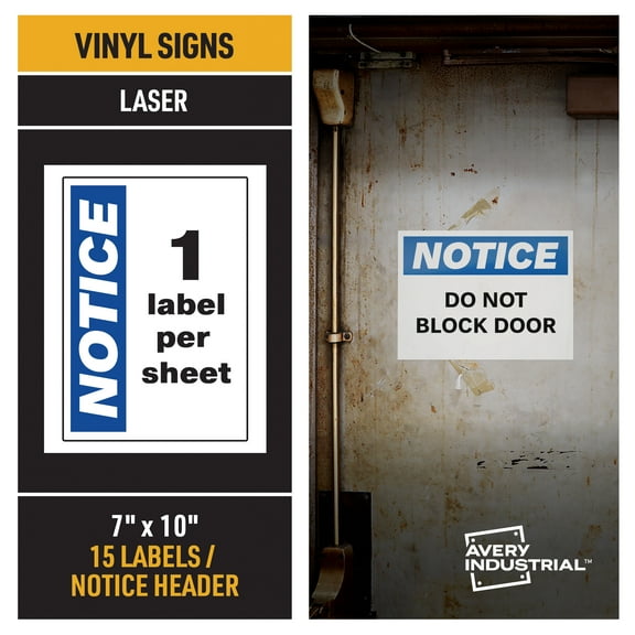 Notice Header Adhesive Vinyl Signs, 15ct, 7" x 10"