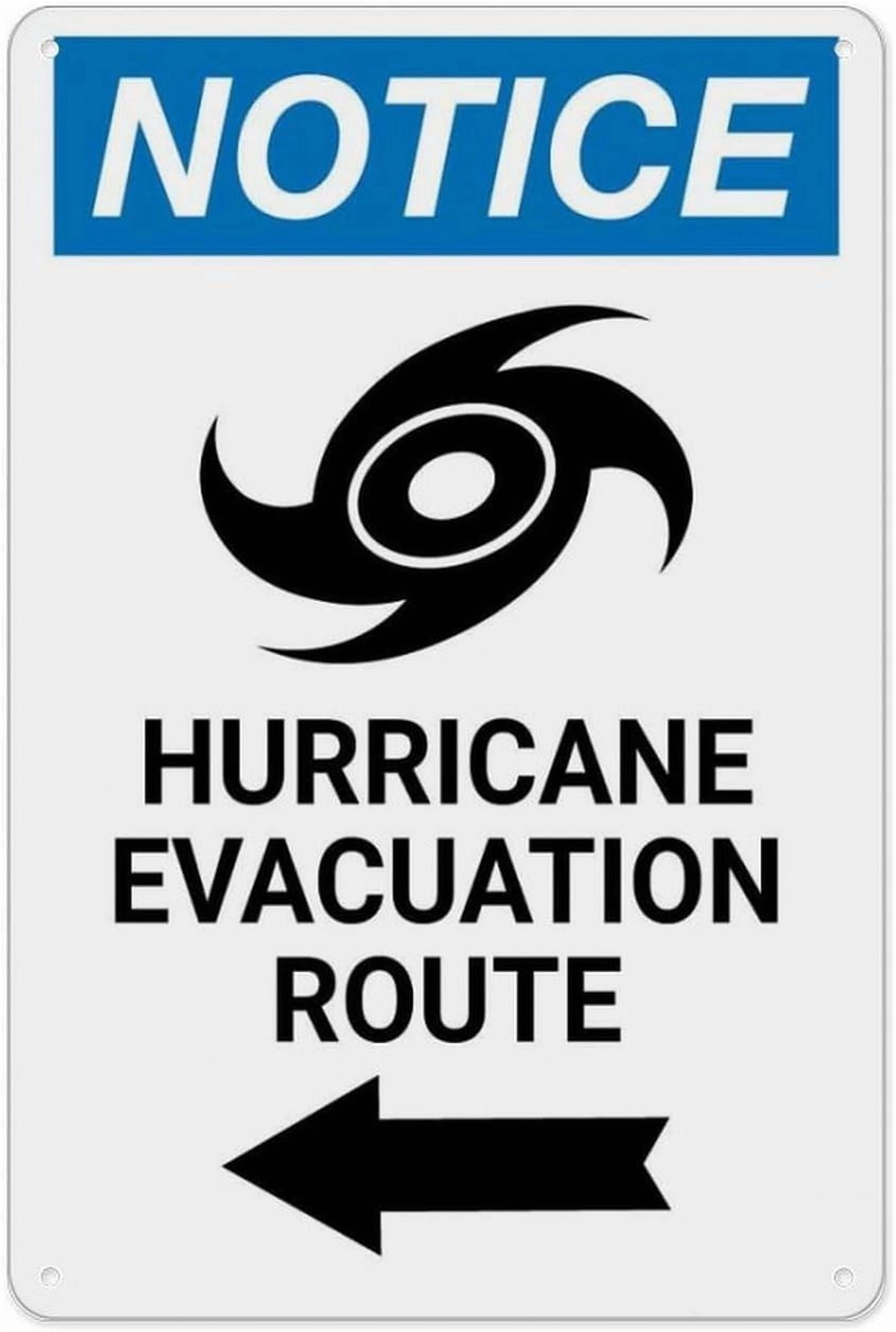 Notice Hurricane Evacuation Route Left Arrow With Icon Sign 8