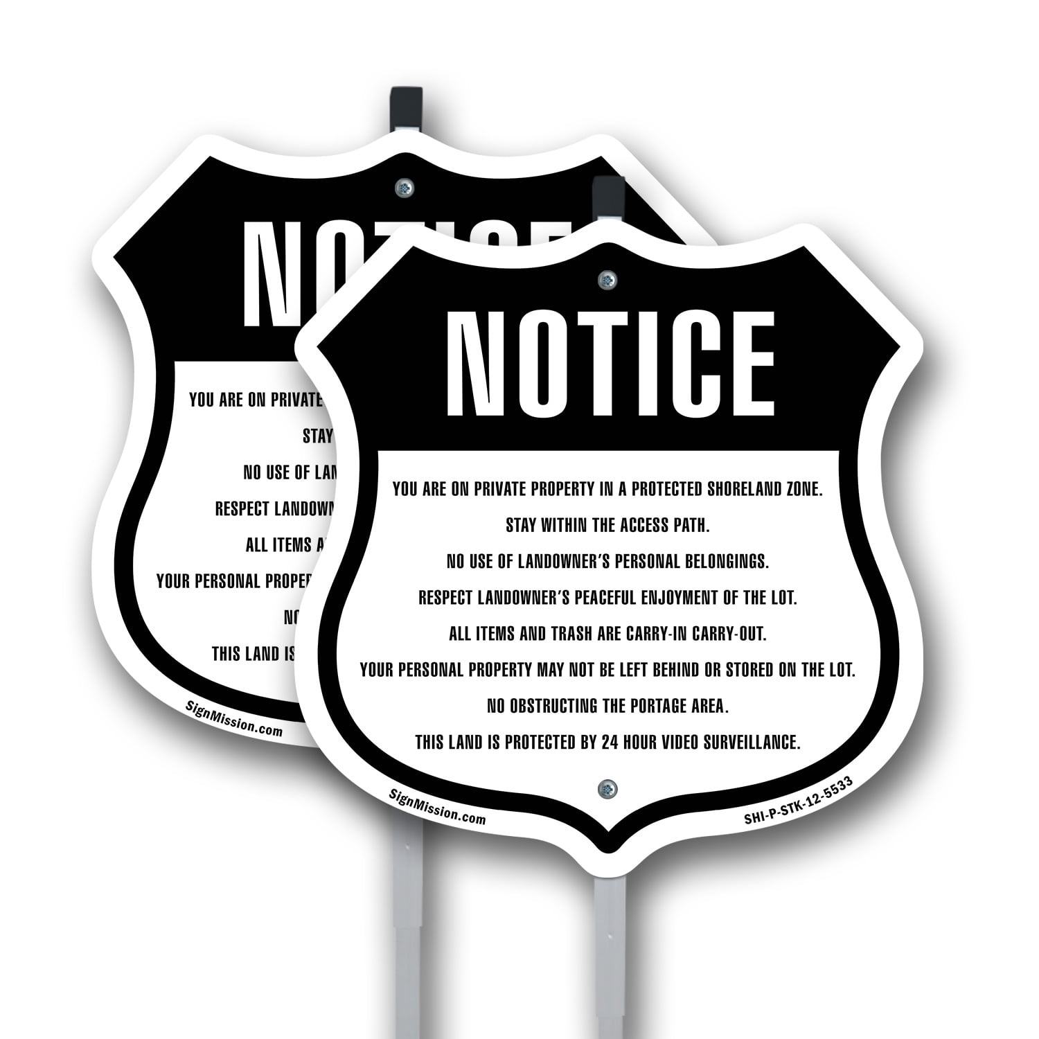 Notice Landowner Rules Shoreland Zone (2 Pack) 12 inch X 12 inch Shield ...