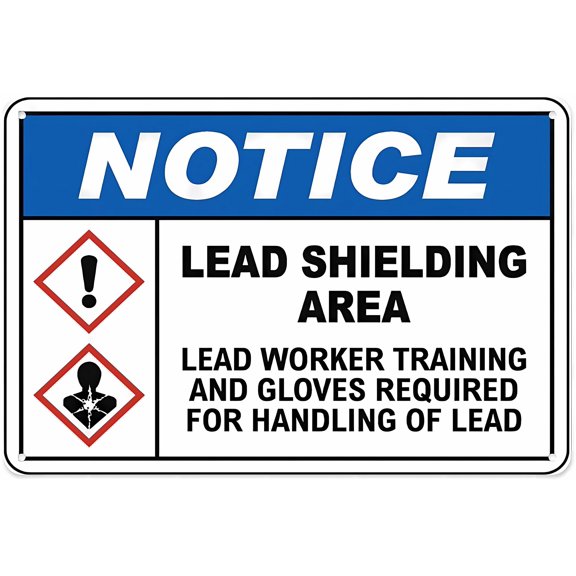Notice Lead Shielding Area Sign - 8"x12" Aluminum Tin Warning Sign for Home, Outdoor Garden, Lab, Workshop