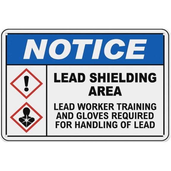 Notice Lead Shielding Area Sign 8"x12", Aluminum Tin Warning Signs for Home Outdoor Garden, Weatherproof Hazard Sign for Lab