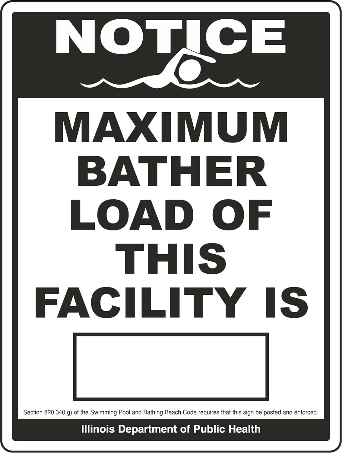 Notice Maximum Bather Load Sign – 8x12 Inch RustFree Aluminum ...