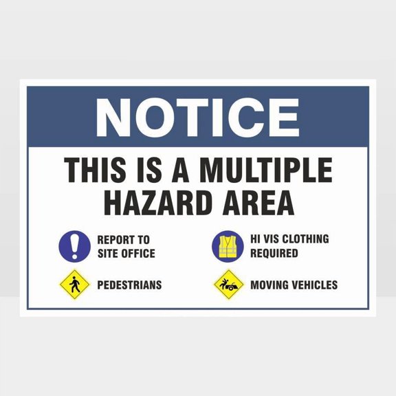Notice Multiple Hazard Sign Metal Tin Sign 12x8 Inch