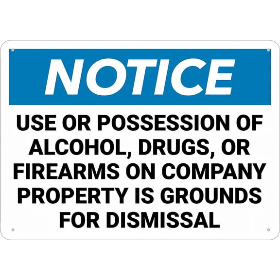 Notice No Alcohol Drugs Firearms Sign - 8"x12" Aluminum Sign Pre-Drilled Holes for Easy Mounting Indoor Outdoor, Multi-Prohibition