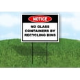 thumbnail image 1 of Notice No Glass Containers by Recycling Bins Double Sided 18 in x 24 in Yard Sign Road Sign with Stand, 1 of 6