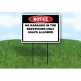 thumbnail image 1 of Notice No Karaoke in Restroom Only Soap Allowed Double Sided 18x24 in Yard Road Sign w/Stand, 1 of 6