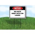 thumbnail image 1 of Notice No Pets Keep Pets on Leash Single Sided 18x24 in Yard Road Sign w/Stand, 1 of 6