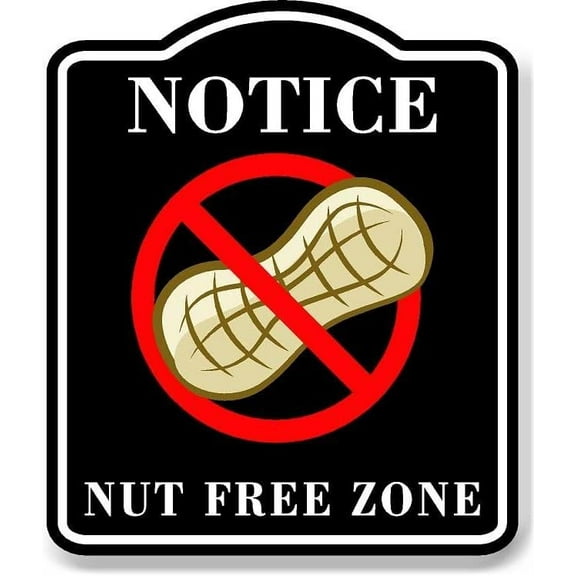Notice Nut Free Zone BLACK Aluminum Composite Sign, 15"x18"