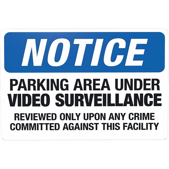 Notice Parking Area Under Video Surveillance Sign 8"x12" - Caution Security Tin - For Street Business Parking Lot