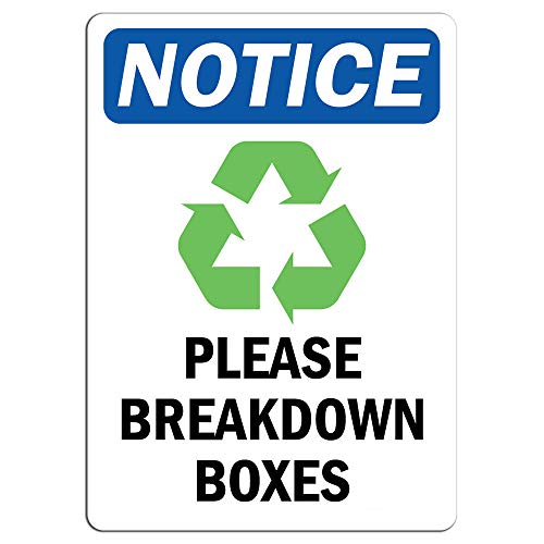 Notice Please Breakdown Boxes Sign with Label Decal Sticker Sign