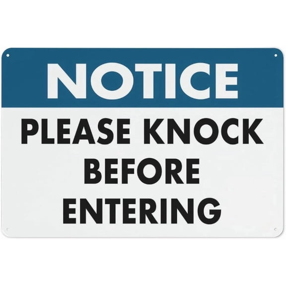 Notice Please Knock Before Entering Reflective Aluminum Metal Signage - 8"x12", With Symbol, Weatherproof - Office, Home, Clinic, Private Room