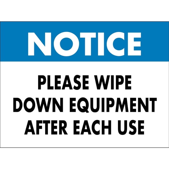 Notice Please Wipe Down Equipment Light Blue Metal Sign Caution Danger Safety Security Warning Notice Signs Size: 8 x 12 inch