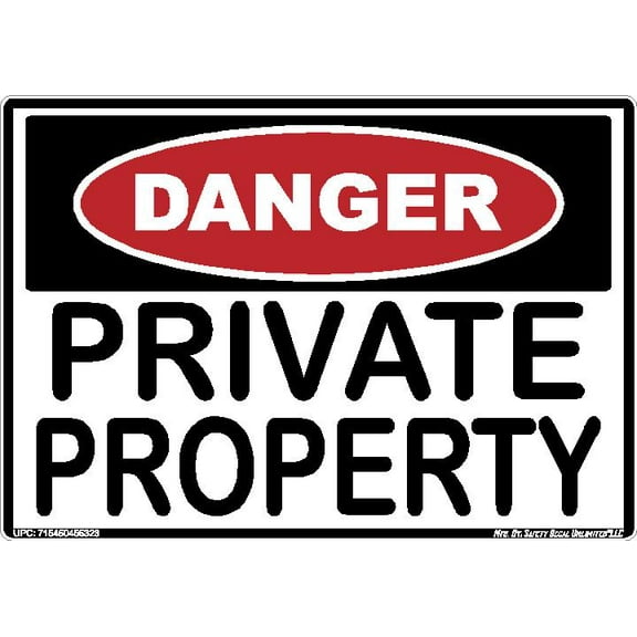 Notice Private Property Do Not Enter Animal Gun Protection Injury Death Warning Black Red White Rectangle Label Sticker Decal Made in America (5" x 7")
