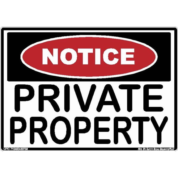 Notice Private Property Do Not Enter Animal Gun Protection Injury Death Warning Black Red White Rectangle Label Sticker Decal Made in America (7" x 10")