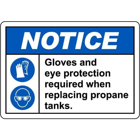 Notice Propane Tanks Personal Protection Required Sign Chemical Hazard Signs PPE Metal Tin \8 x 12 Inch for Home or Work