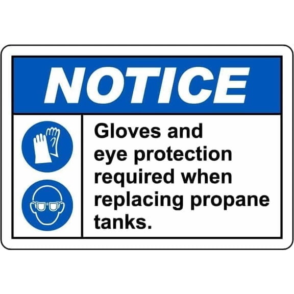 Notice Propane Tanks Personal Required Sign Chemical Hazard Signs PPE Metal Tin – 12 X 8 Inch for Home or Work