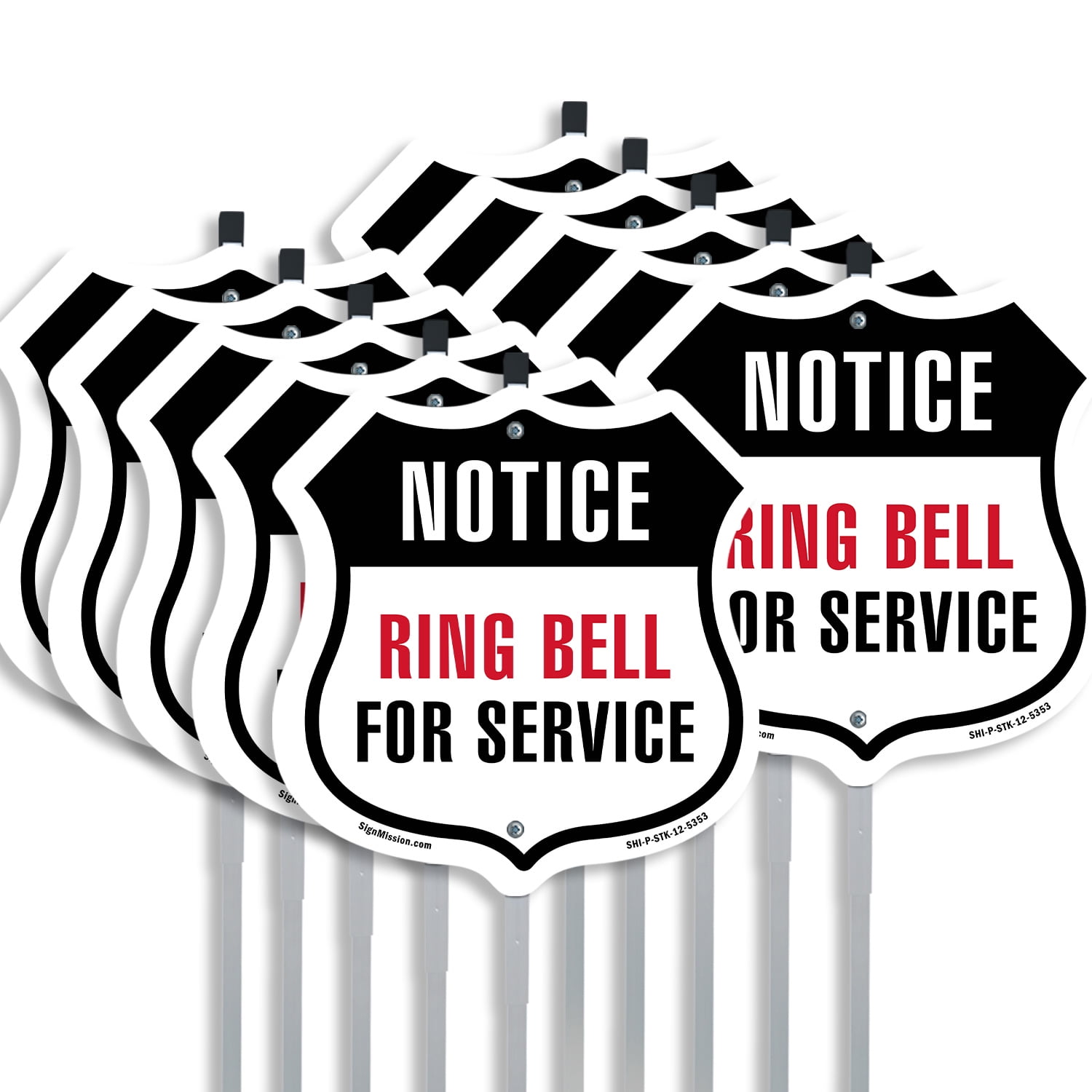 Hinweisschild 'Notice Ring Bell For Service' – 21,6 X 25,4 Cm, Aluminiumverbund | Wetterfest, Für Innen & Außen