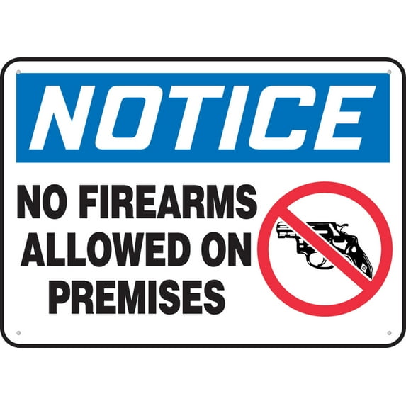 Notice Safety Sign No Firearms Allowed On Premises Metal Signs 12X8 Inch Rust Free Aluminum,Uv Ink Printing,Durable/Weatherproof Outdoor For Home