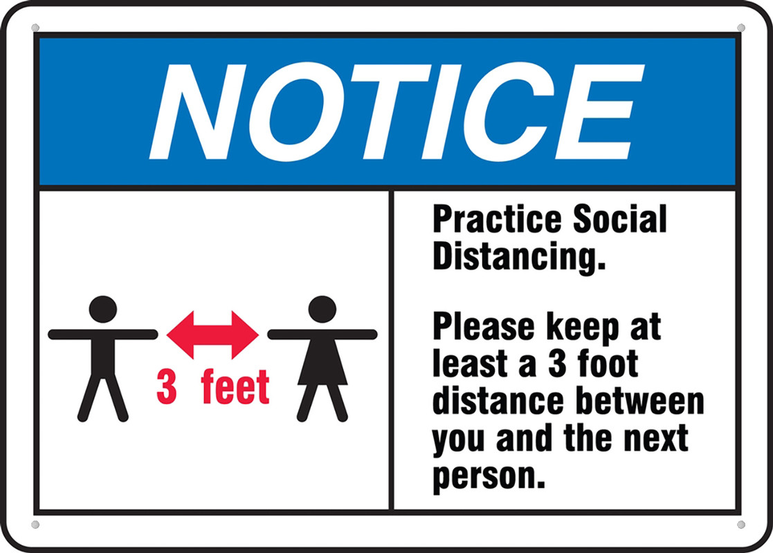 Notice Safety Sign Practice Social Distancing Please Keep At Least A 3 ...
