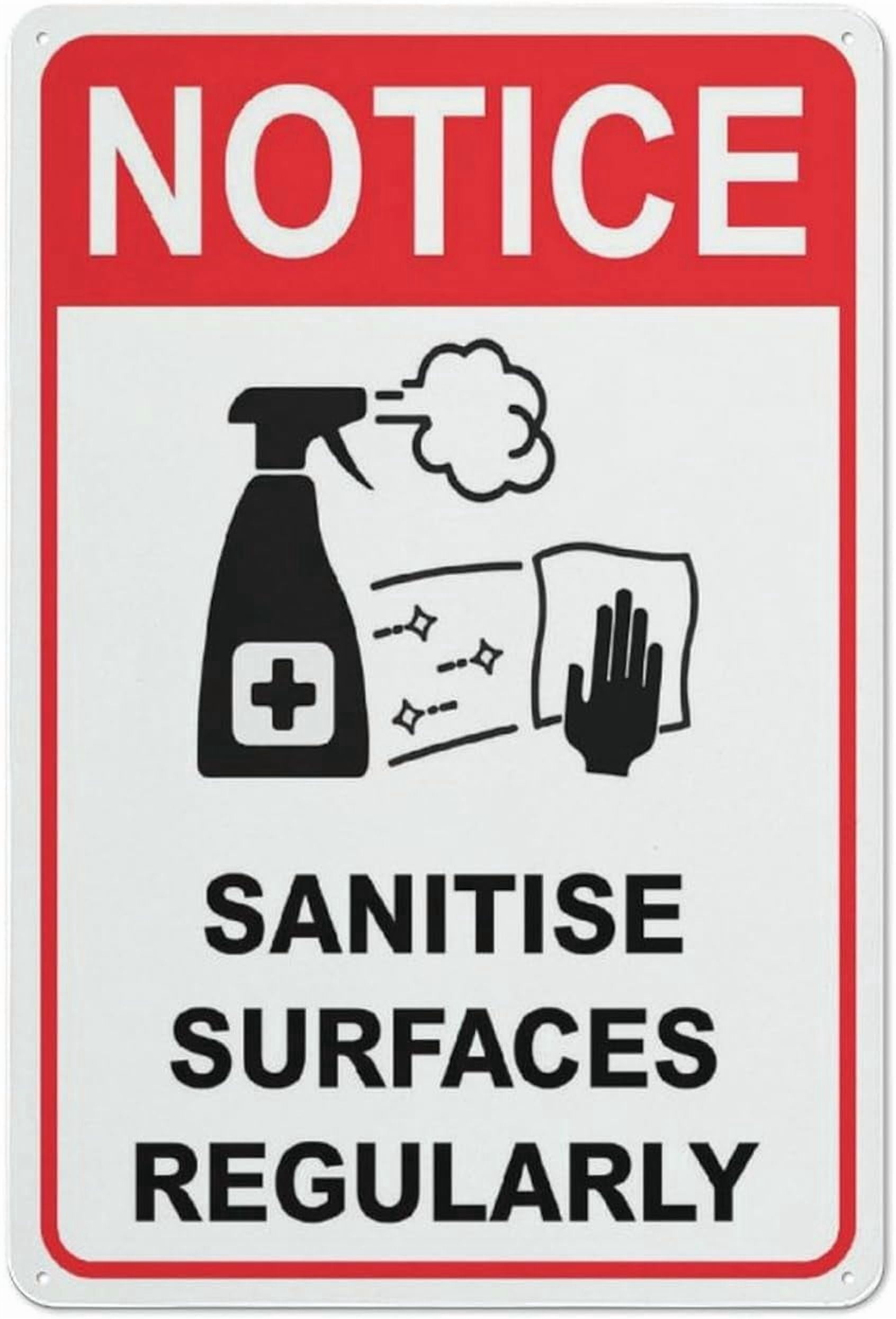 Notice Sanitise Surfaces Regularly Red Sign Signs Outdoor, Uv Printed ...