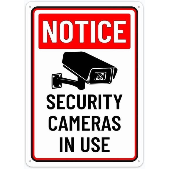 Notice Security Cameras In Metal Tin Signs 12X8 Inch For Shop Yard Man Cave Garage Outdoor Funny Wall Decor Decorative Poster Plate
