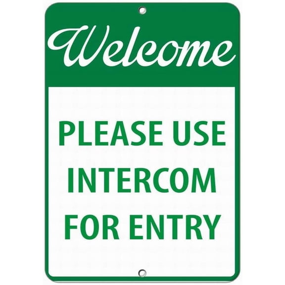 Notice Sign Danger Sign Warning Sign Welcome Please Use Intercom for Entry Security Sign 8x12 Tin Street Outdoor Decor by