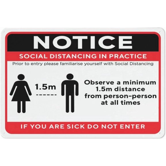 Notice Social Distancing Practice Sign Signs Outdoor, Uv Printed Aluminum 8"x12" In, Weatherproof And Security Signs For Home Or Business