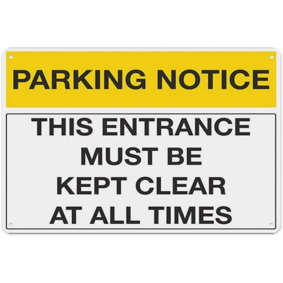 Notice - This Entrance Must Be Kept Clear At All Times 8"x12", Aluminum Tin Warning Signs for Home Outdoor Garden, Weatherproof Safety Sign