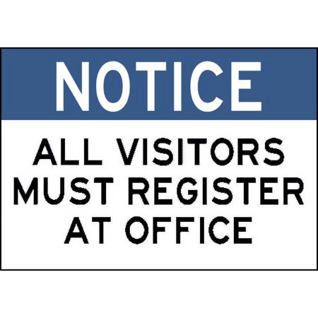 Notice-Visitors Must Register at Office Decals-Three easy stick decals to a pack