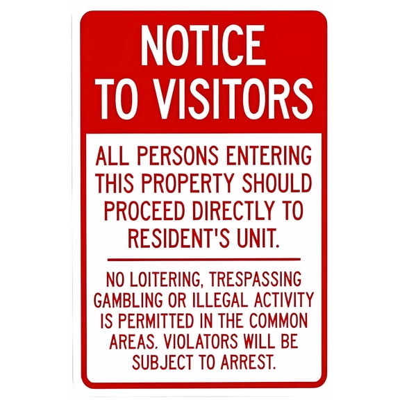 Notice To Visitors All Persons Entering This Property Should Proceed Warning Sign - 8"x12", Private Property Metal Decor for Business, Home Walls, Caution Zones