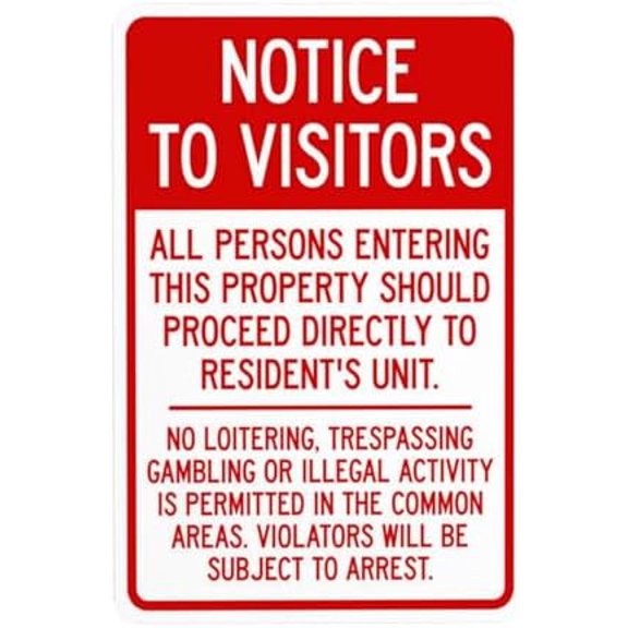 Notice To Visitors All Persons Entering This Property Should Proceed Warning Sign, Private Property Metal Signs for Business Home Wall Caution Custom Decor 8 x 12 Inch