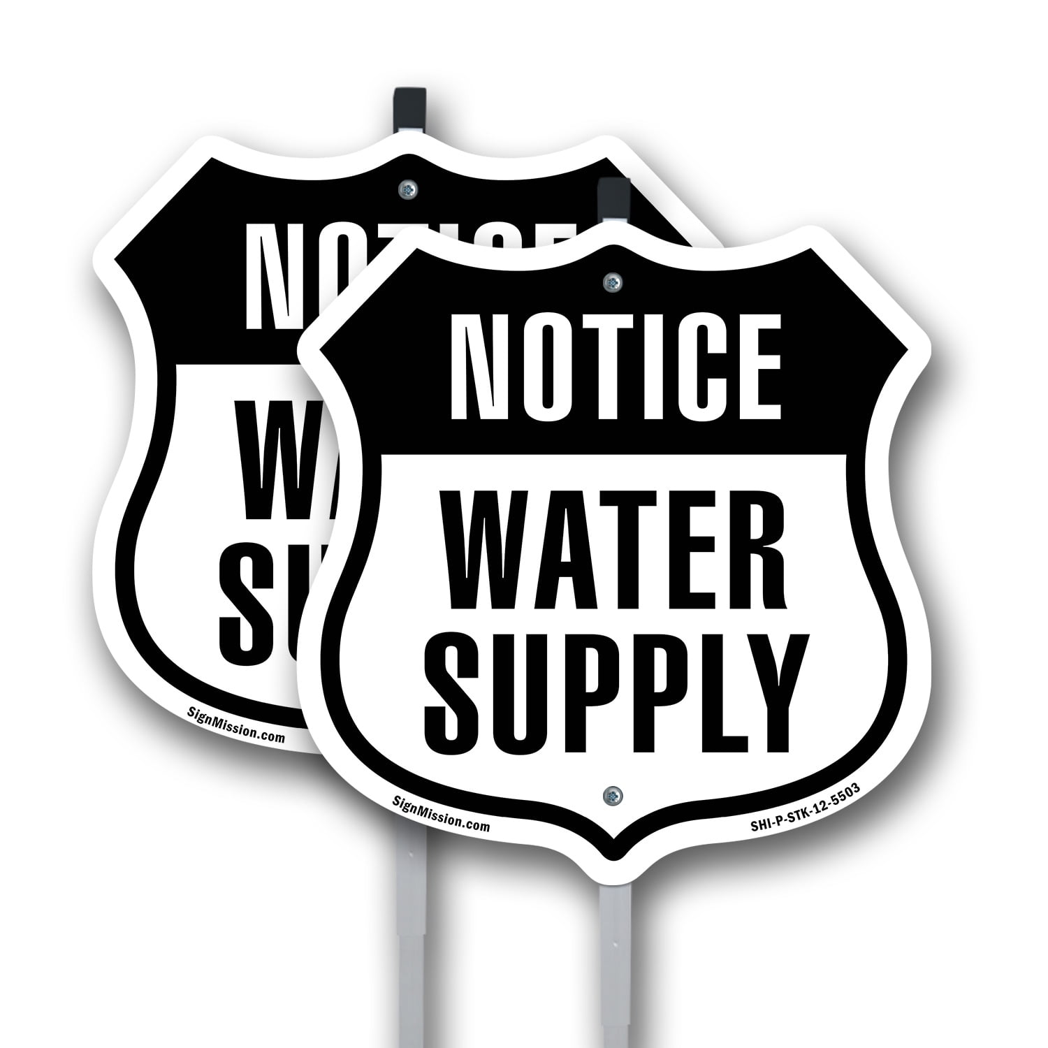 Notice Water Supply (2 Pack) 12 inch X 12 inch Shield Shaped Commercial ...