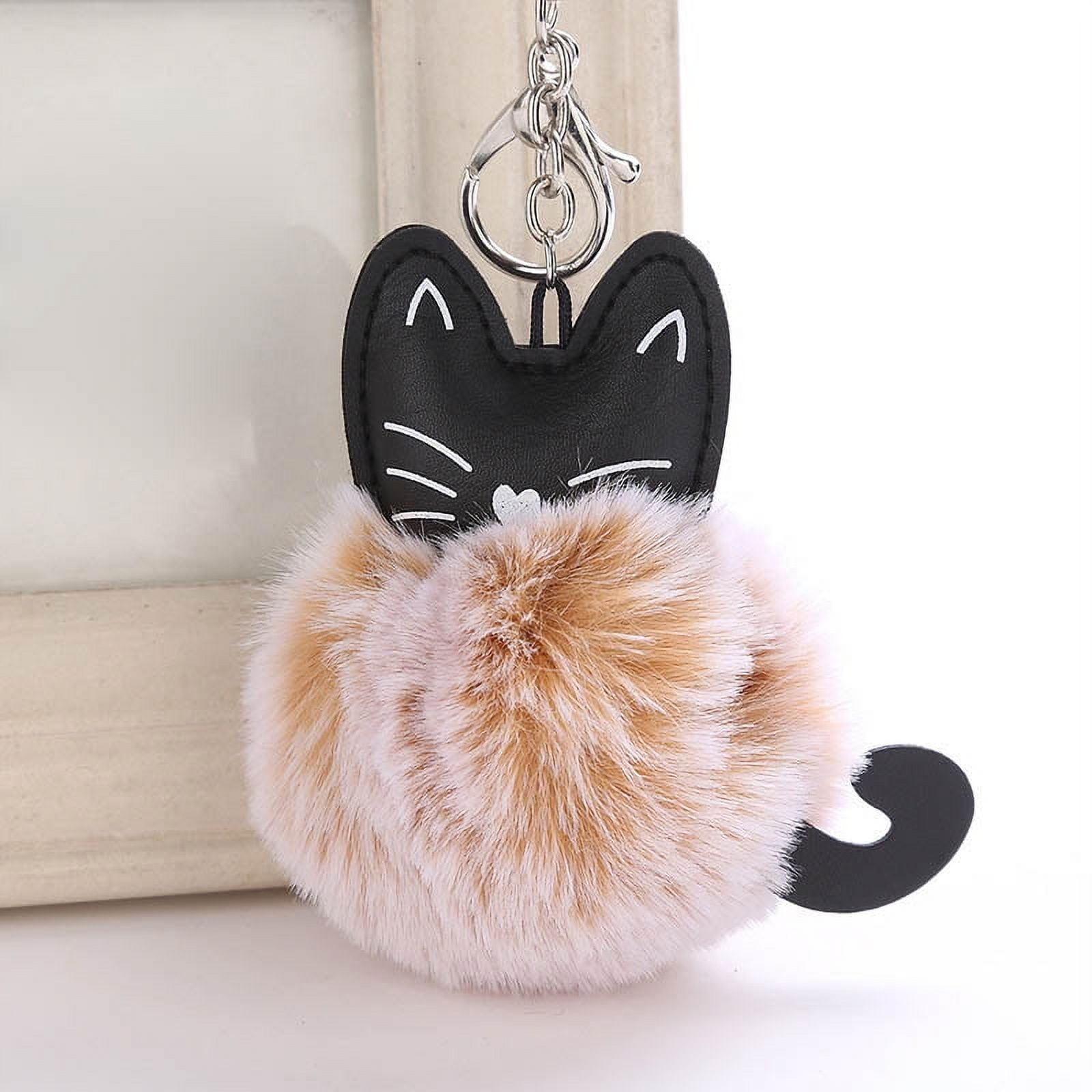 BEGOOD Cute Pom Pom Keychain for Women Fluffy Faux Fur Keyring