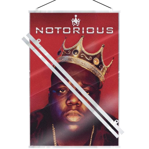 Notorious B.I.G - Music Poster (Biggie With Crown) (Size: 24" x 36") (Laminated Poster & Clear Hanger)