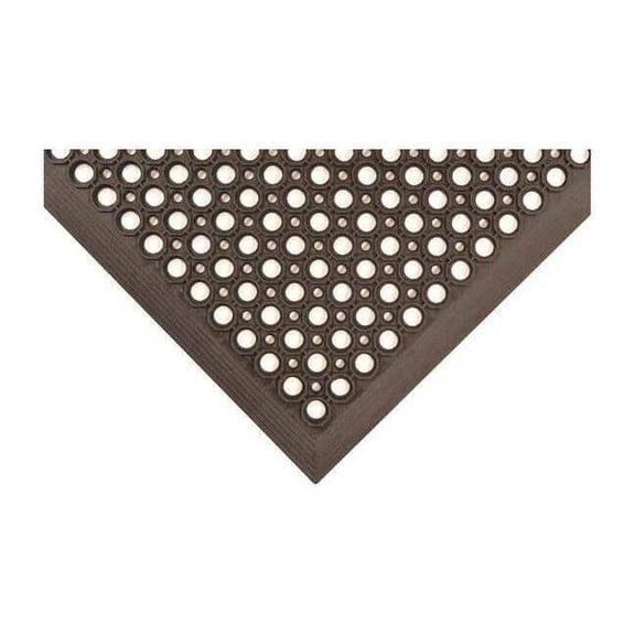 Antifatigue Mat, Rubber, Raised Surface Rings, 3 ft W x 5 ft L, Black 30CM51