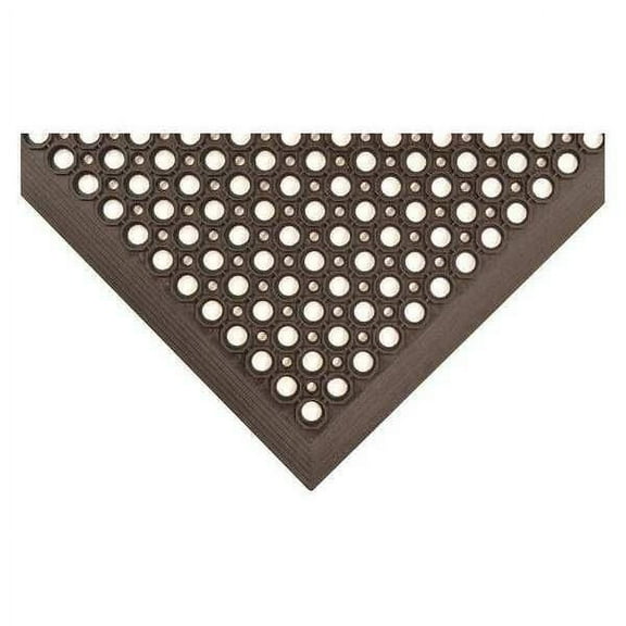 Antifatigue Mat, Rubber, Raised Surface Rings, 3 ft W x 5 ft L, Black