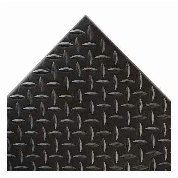 Antifatigue Mat, 6 ft. L x 3 ft. W, 1/2" Thickness, Closed Cell PVC Foam, Diamond Plate, Black